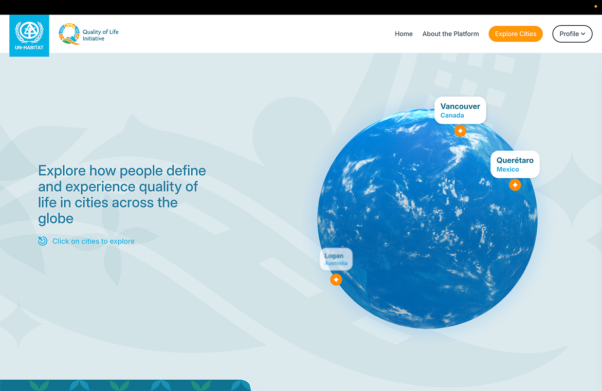 Early landing page without clear CTA or labeled cities